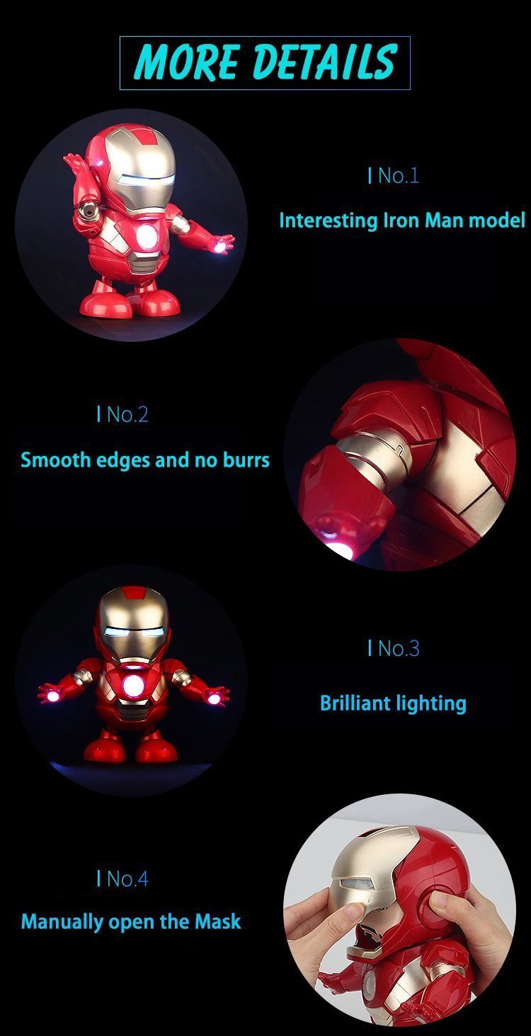 (Buy 2 Free Shipping)Marvel Iron man Dancing light robot